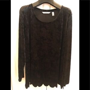 Black crushed velvet long sleeve top